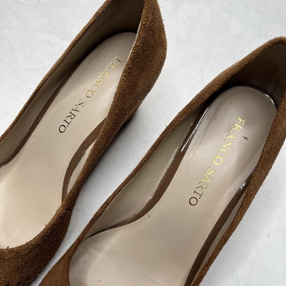 Franco Sarto Womens 8 Desert Camel Suede Zinc Embellished Suede Wedge Tan Brown - Picture 5 of 10